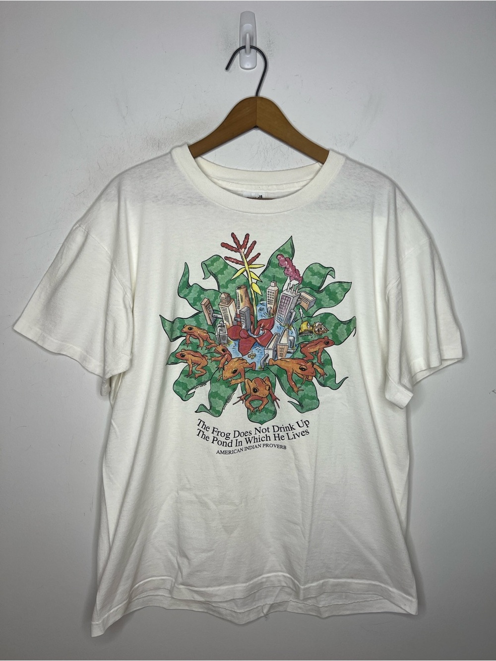Vintage 90s Anvil Single Stitch Nature Graphic T Shirt Made USA Style
